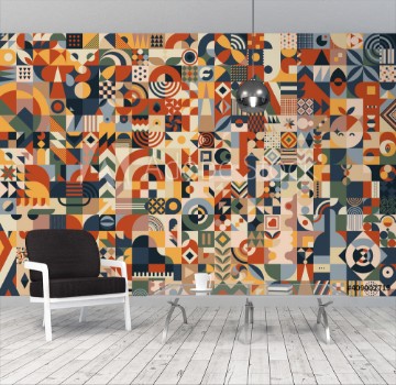 Bild på Abstract composition background made of blocks with a great variety of different simple geometric shapes and seamless patterns for your design
